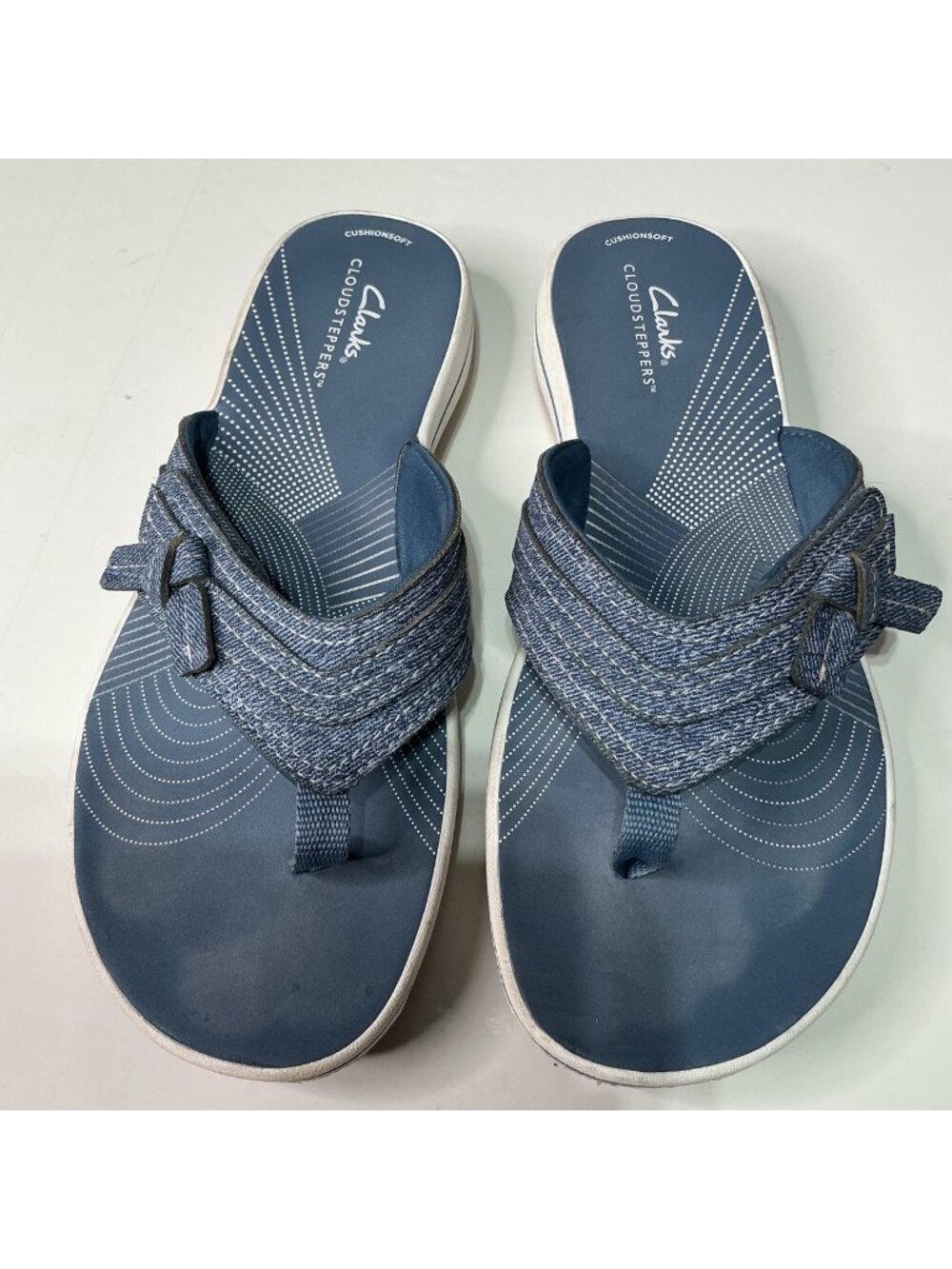 Clark Women's Cloudsteppers Breeze Dalia Rip Tape Sandals Blue Size 9 M
